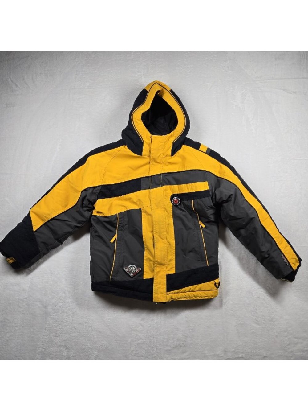 Obermeyer Kids Hooded Skiing/Snowboarding Jacket Size 8 Yellow Black